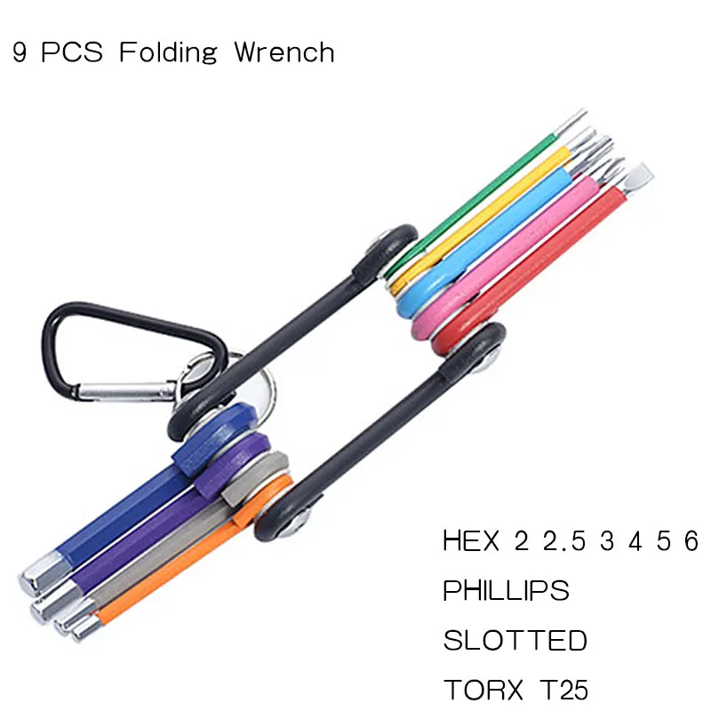 Box End Wrench Set Torx Star Key Screwdriver Ball End Allen Keys Tool L Type 9Pc 1.5mm-10mm Torque Long Metric Socket Wrench Set