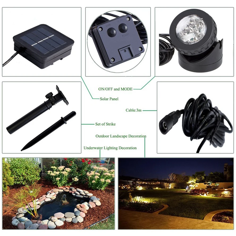 Solar Lights Waterproof Submersible Pool Decor For Outdoor Garden Landscape Lamp Multicolor Submersible Pond Spotlights