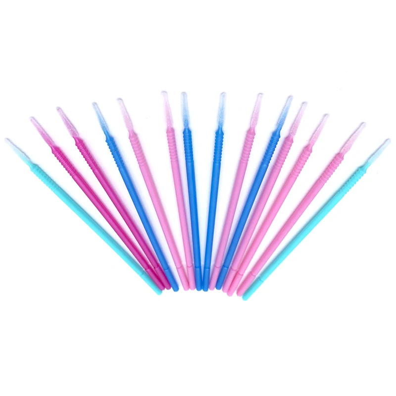 100pcs Long Head Microbrush Applicators Eyelash Extensions Eyelash Glue Cleaning Brushes Eyelash Brush