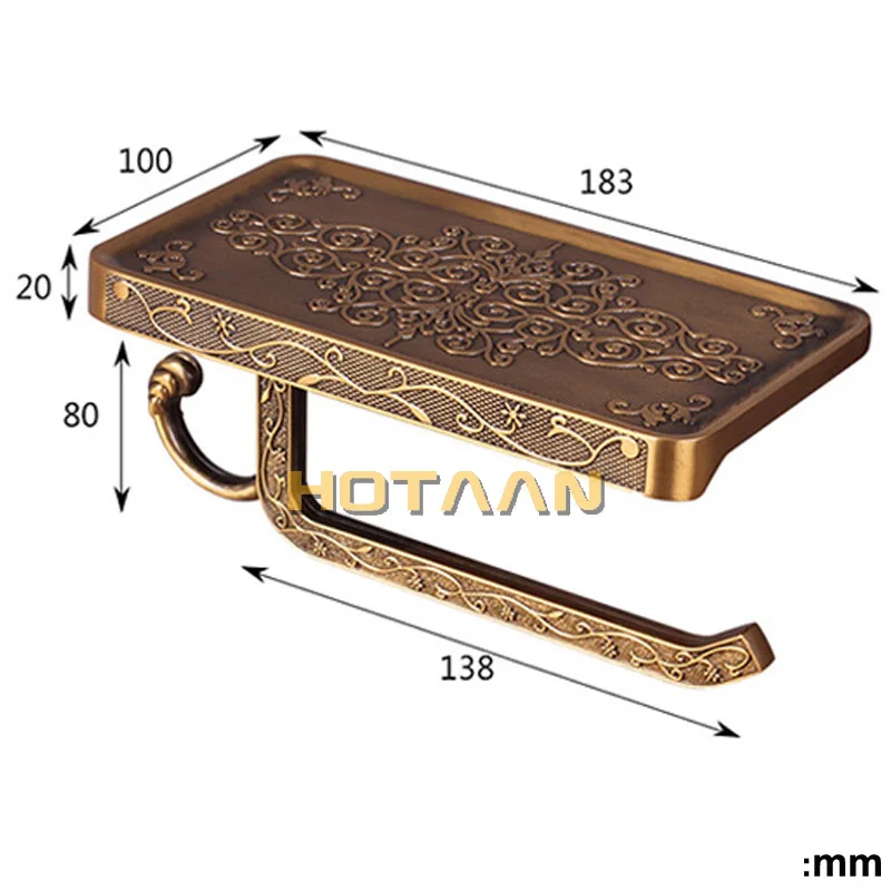 Antique Brass Toilet Paper Holder Bathroom Mobile Holder Toilet Tssue Paper Roll Holder Bathroom Storage Rack Accessory YT-1492