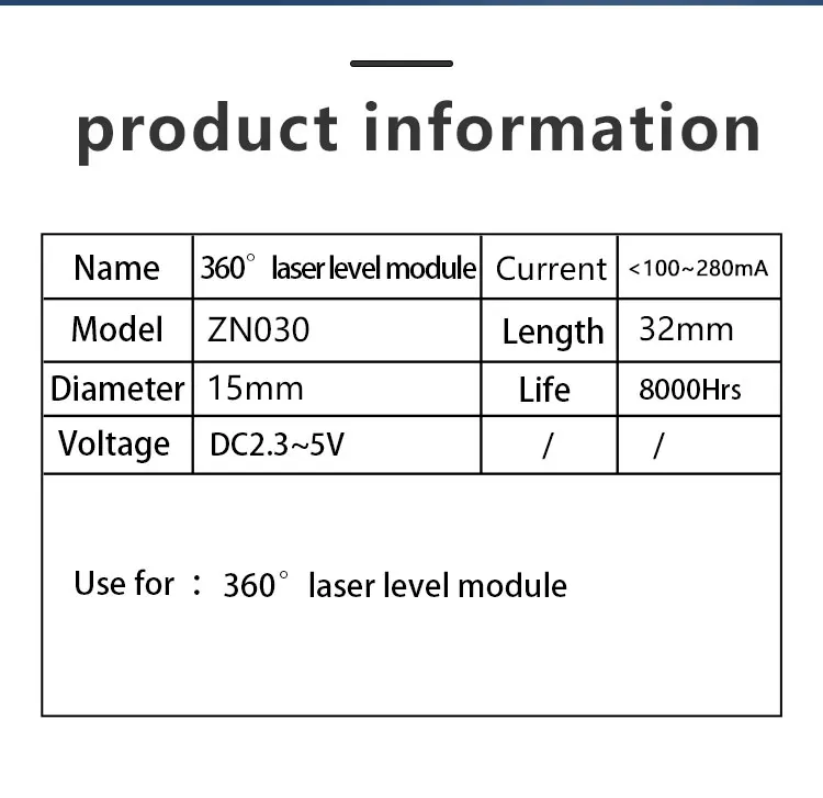 New 360 Degree Omnidirectional Level Laser Module 520nm Green Light 2.3-5V Voltage Drive Use for Laser Level Tester Accessories