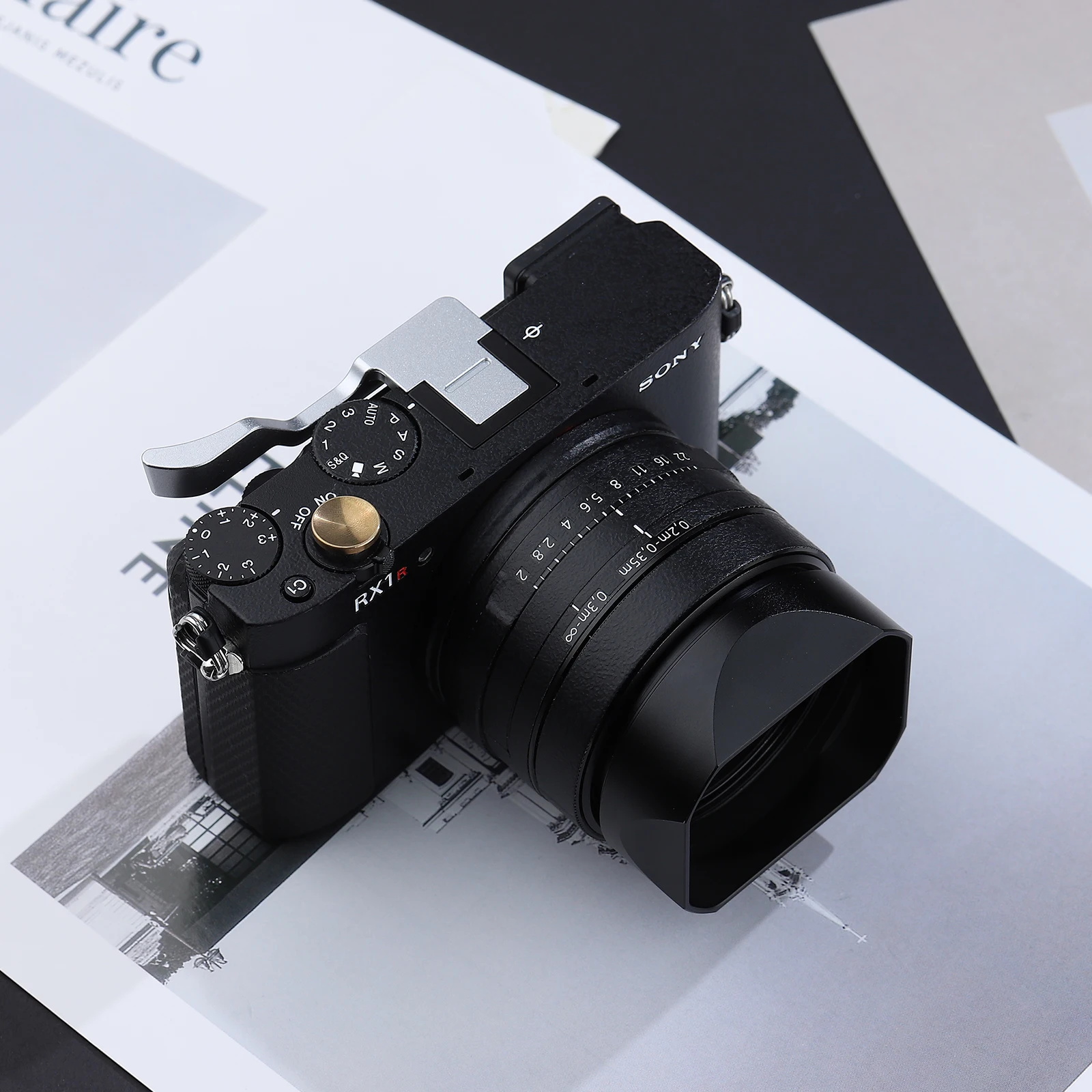 Haoge LH-S245N Bayonet Square Metal Lens Hood for Sony FE 50mm F2.5 G FE 40mm F2.5 G FE 24mm F2.8 G Lens Shade with Cap