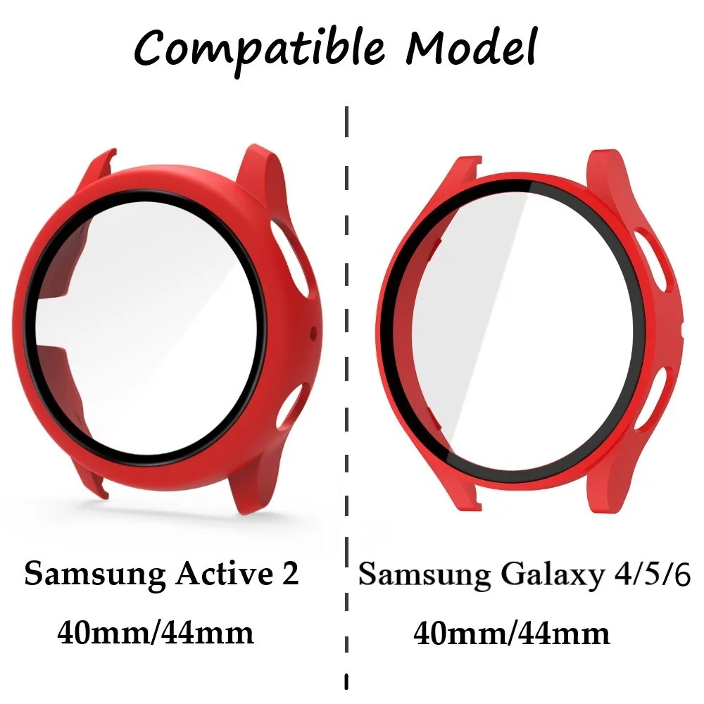 Case for Samsung Galaxy Watch Active 2 44mm 40mm Full Coverage Bumper Case with Tempered Glass Protective Cover Screen Protector