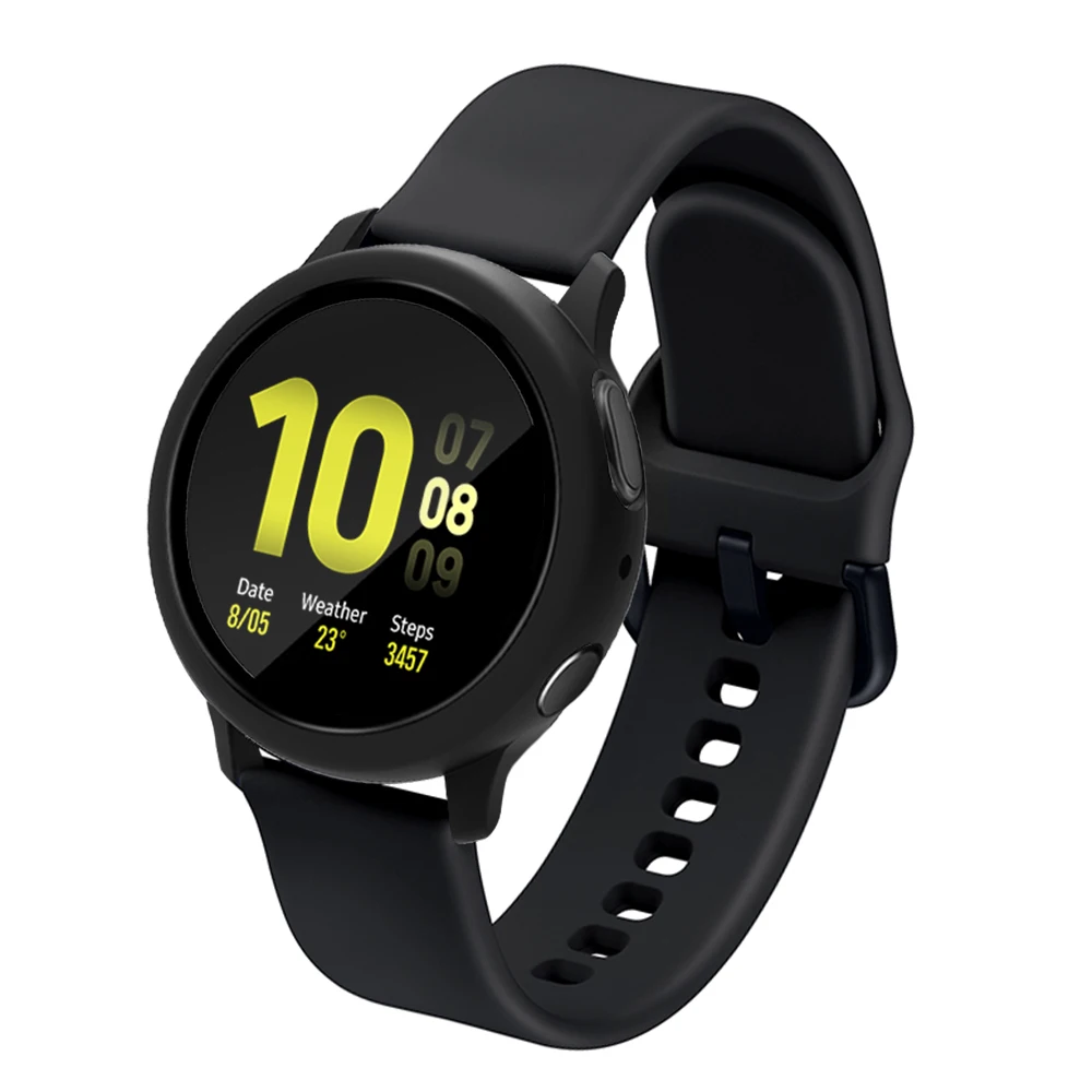 Case for Samsung Galaxy Watch Active 2 44mm 40mm Full Coverage Bumper Case with Tempered Glass Protective Cover Screen Protector