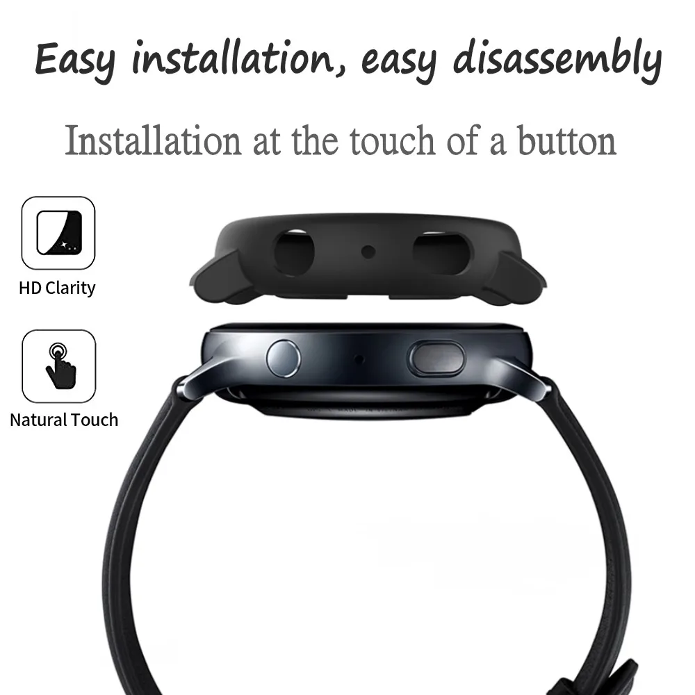 Case for Samsung Galaxy Watch Active 2 44mm 40mm Full Coverage Bumper Case with Tempered Glass Protective Cover Screen Protector