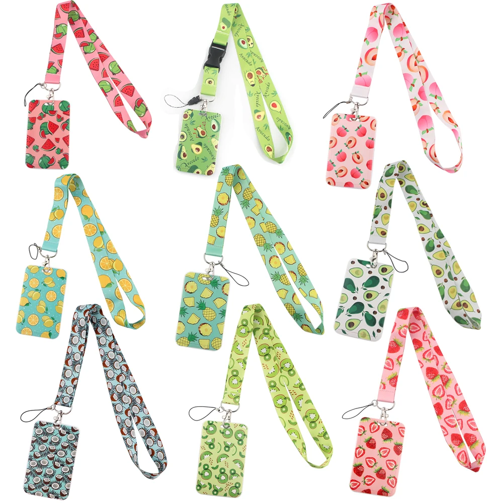 JF1034 Summer Fruit Pattern Watermelon Strawberry Lemon Lanyard For Key ID Card Pass Gym USB Badge Holder DIY Hanging Rope