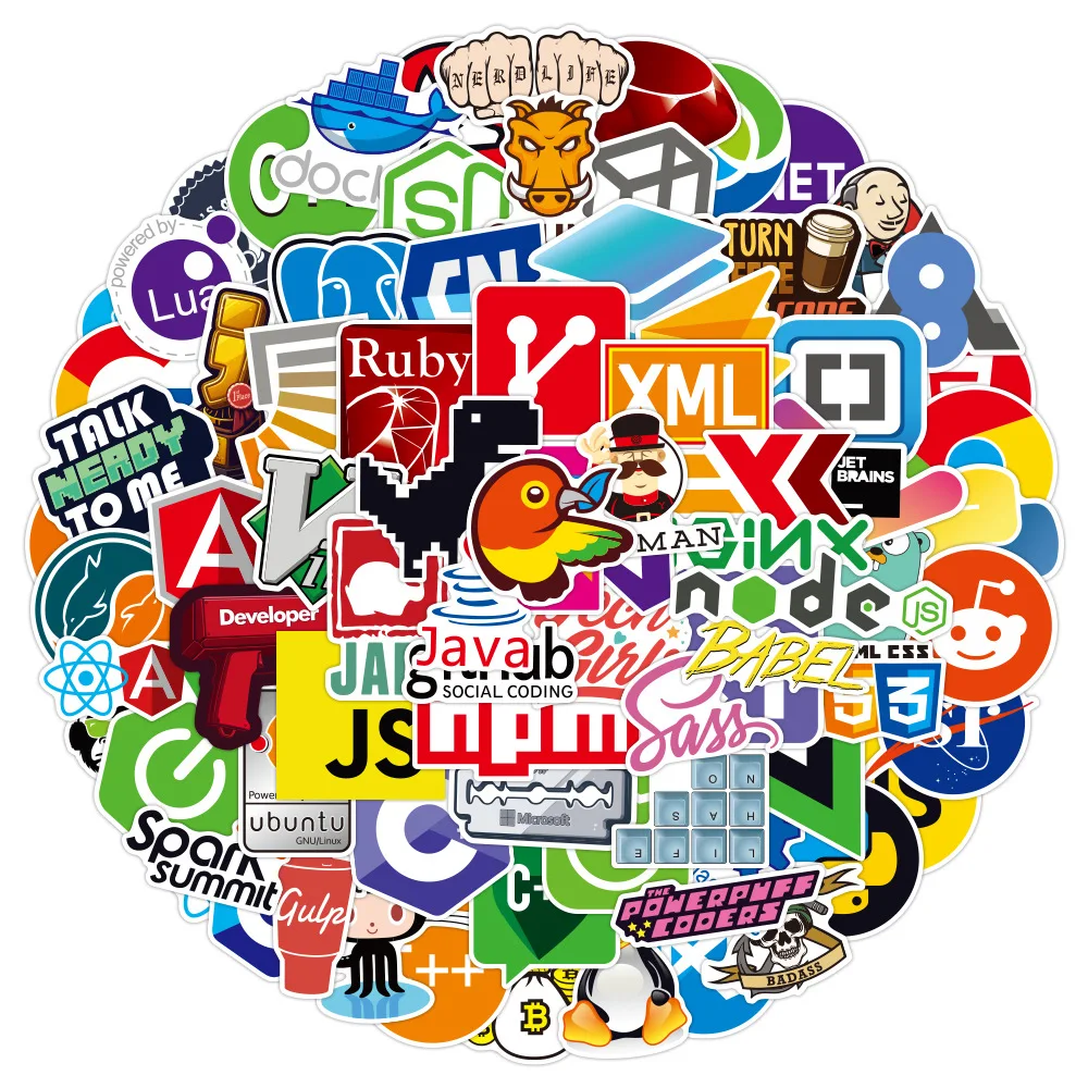 10/30/50/100PCS Funny Geek Java Programming Stickers Classic Toy Skateboard Motorcycle Laptop Luggage Joke Waterproof Sticker