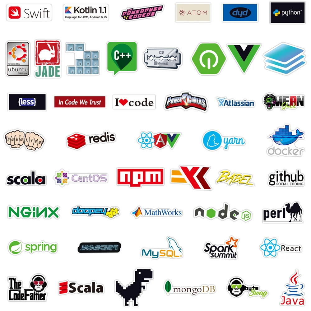 10/30/50/100PCS Funny Geek Java Programming Stickers Classic Toy Skateboard Motorcycle Laptop Luggage Joke Waterproof Sticker