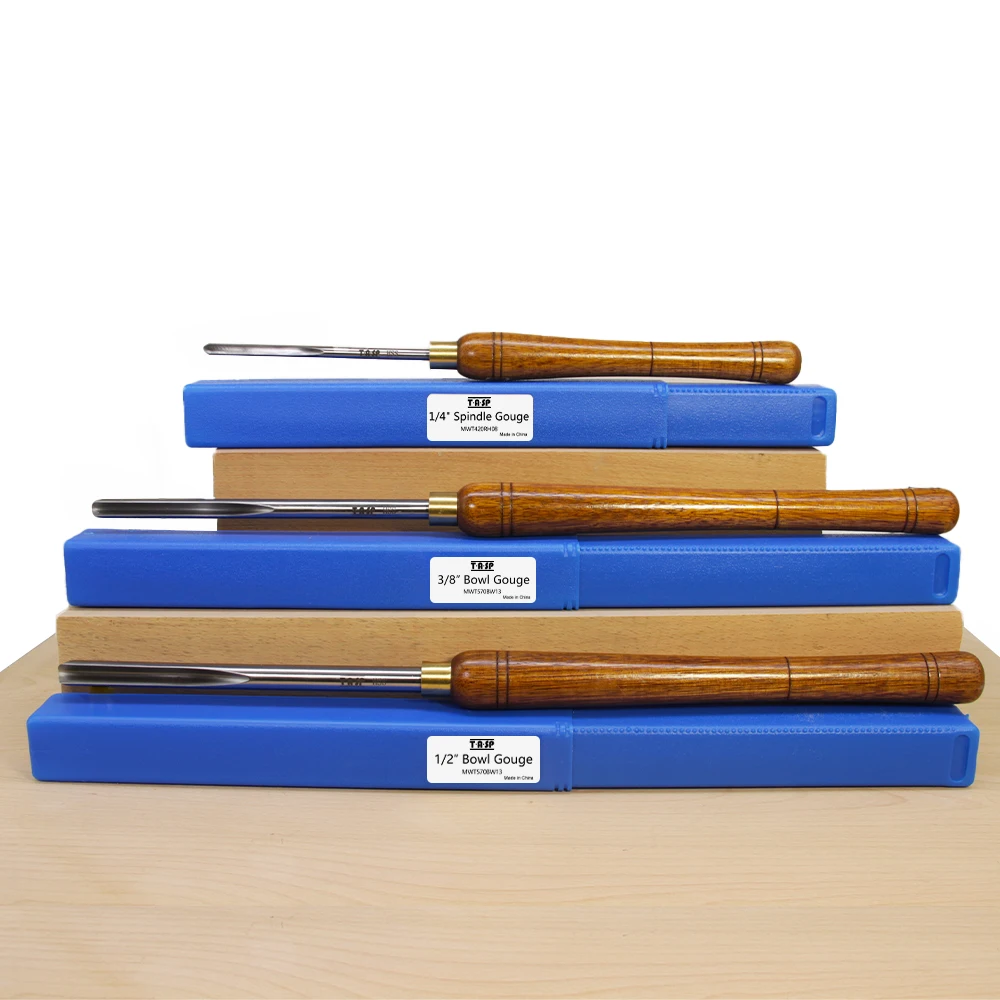 TASP HSS Woodturning Tools 1/2" 3/8" Bowl Gouge 1/4" Spindle Gouge Woodworking Roughing Turning Chisels for Wood Lathe Tools