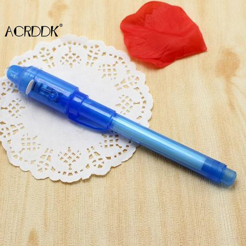 Invisible Ink Pen With Magic UV Light Pencil for Money Fluorescent Secret Message Writing Drawing Pen Ballpoint Pens Toy