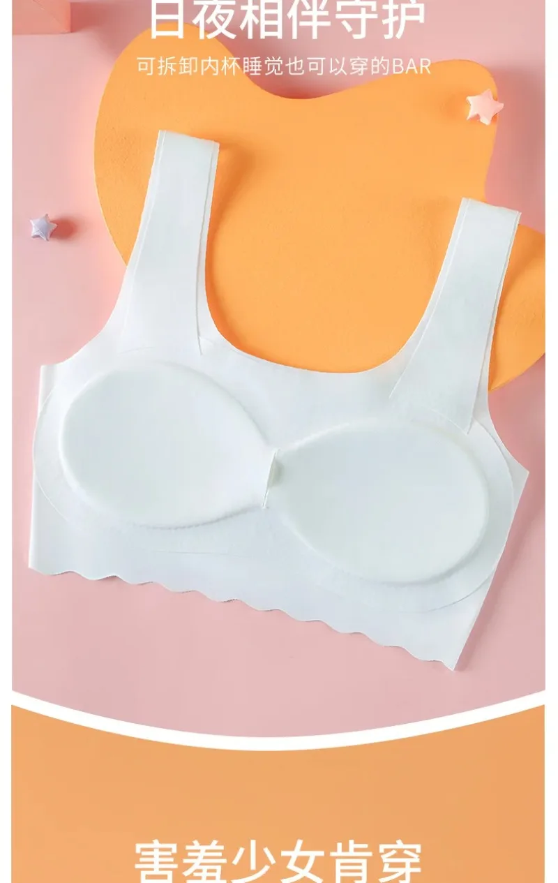 Girls Bra Breathable Sports Training Bras Teenagers Seamless Underwear Solid Color Crop Tops Big Children's Tank Top