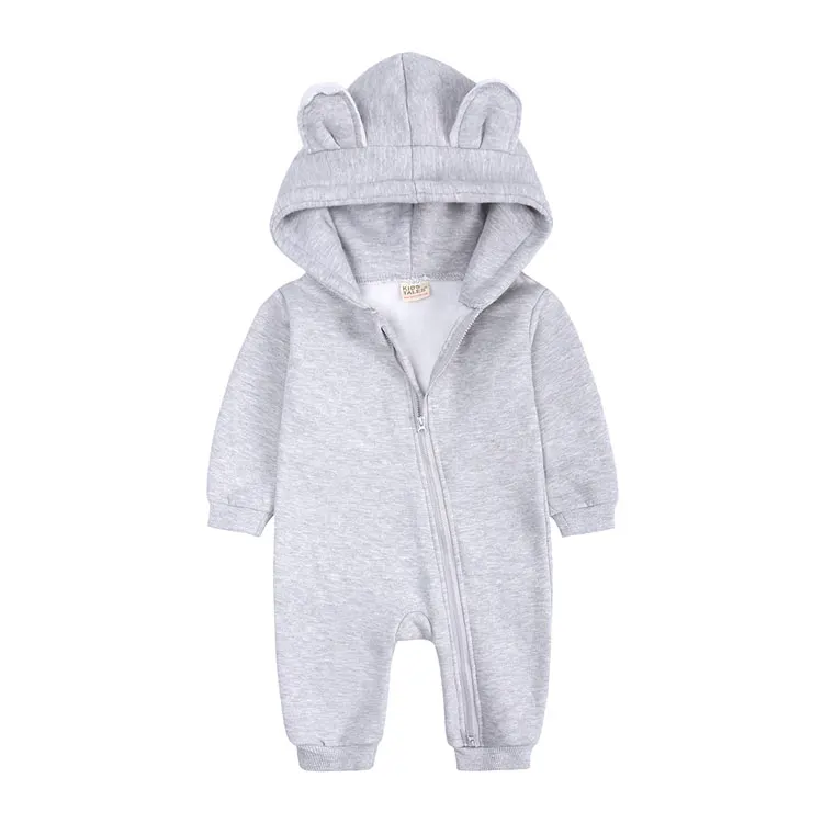 Spring Autumn Baby Girl Romper Fashion Solid Color Newborn Baby Clothes Cotton Long Sleeve Hooded Infant Romper 3-18 Months