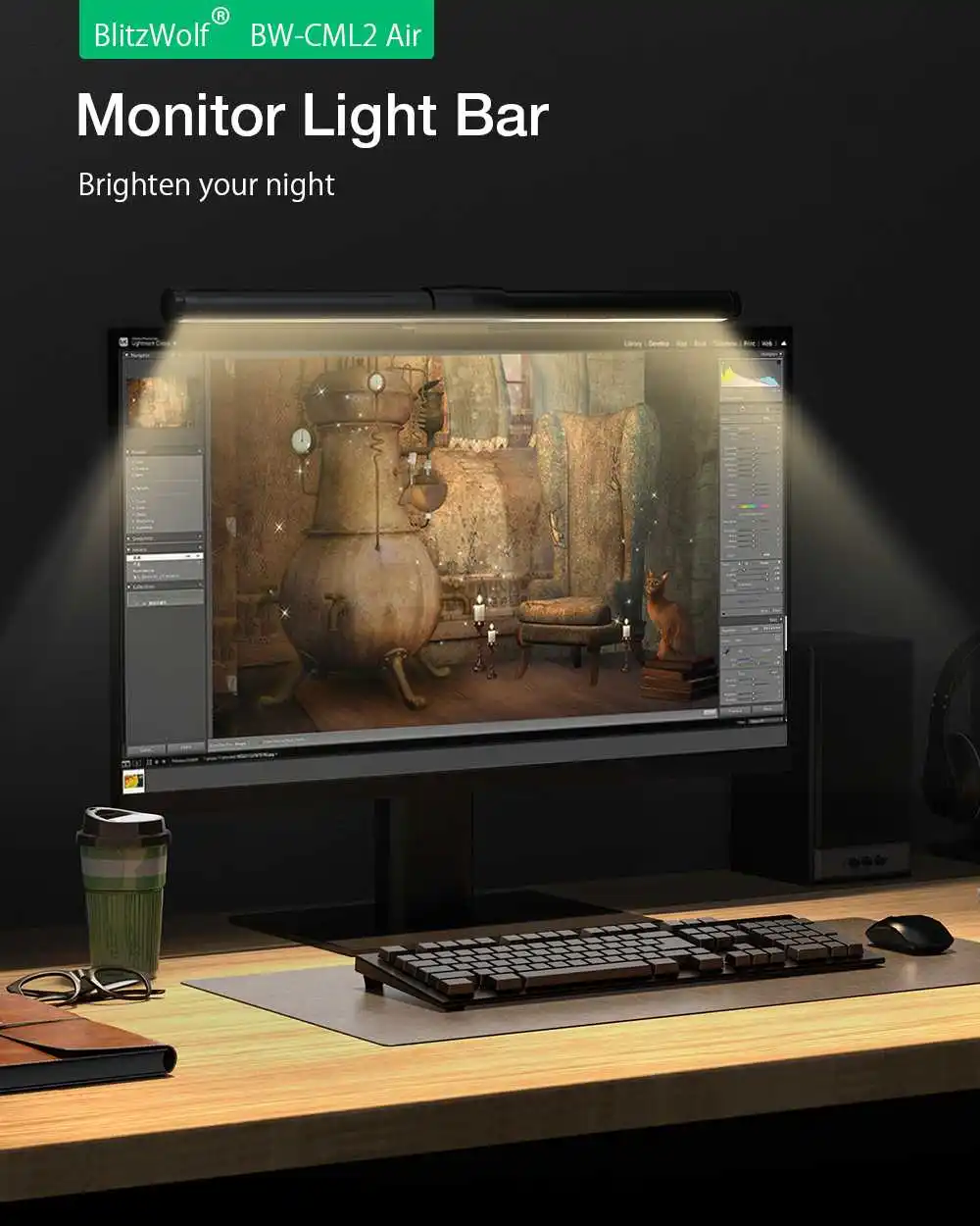 BlitzWolf RGB LED Desk Lamp Dimmable Office Computer Eye-caring Table Lamps for Study Reading Screen Monitor Hanging Light Bar