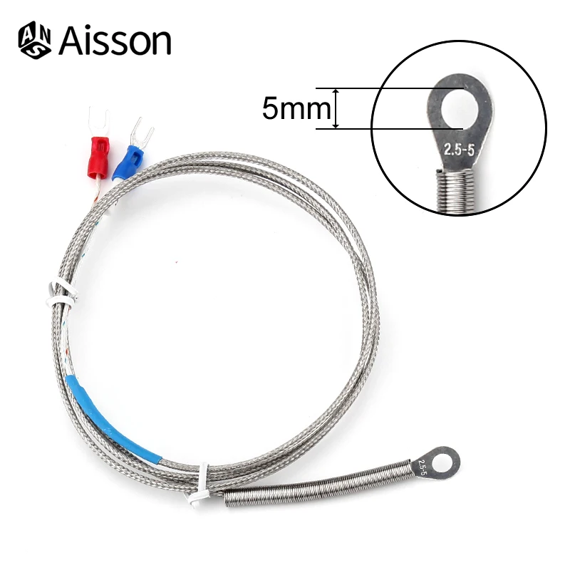 5mm Hole Washer Thermocouple Temperature Sensor Probe K E Type 1/2/3/4/5M Cable For Industrial Temperature Controller
