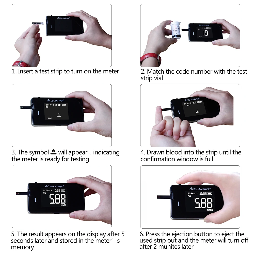 4 in 1 Cholesterol Hemoglobin Uric Acid & Blood Glucose Meter Kits Medical Household Rapid Test Monitor with Strips