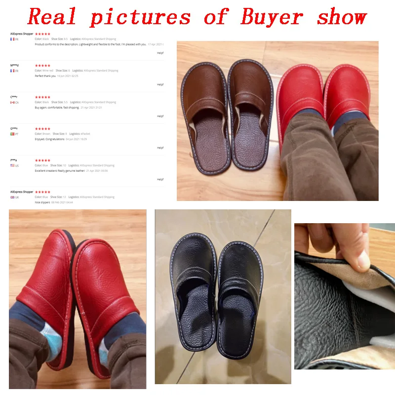 Plus Big Size 47 48 Unisex Genuine Leather Slippers Waterproof Indoor House Brand Shoes Men Slippers 2022 New Man Women Slippers