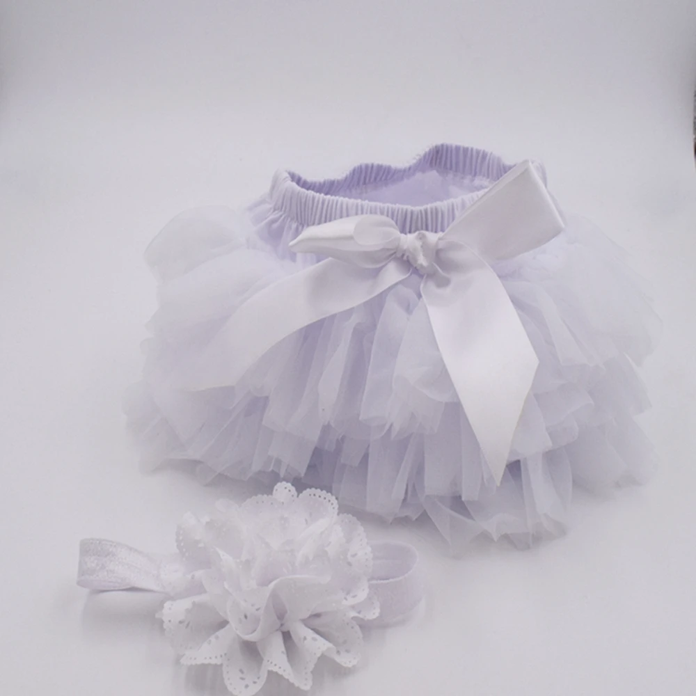 Baby Cotton Chiffon Ruffle Bloomers cute Baby Diaper Cover Newborn Flower Shorts Toddler fashion Summer Satin Pants  headband