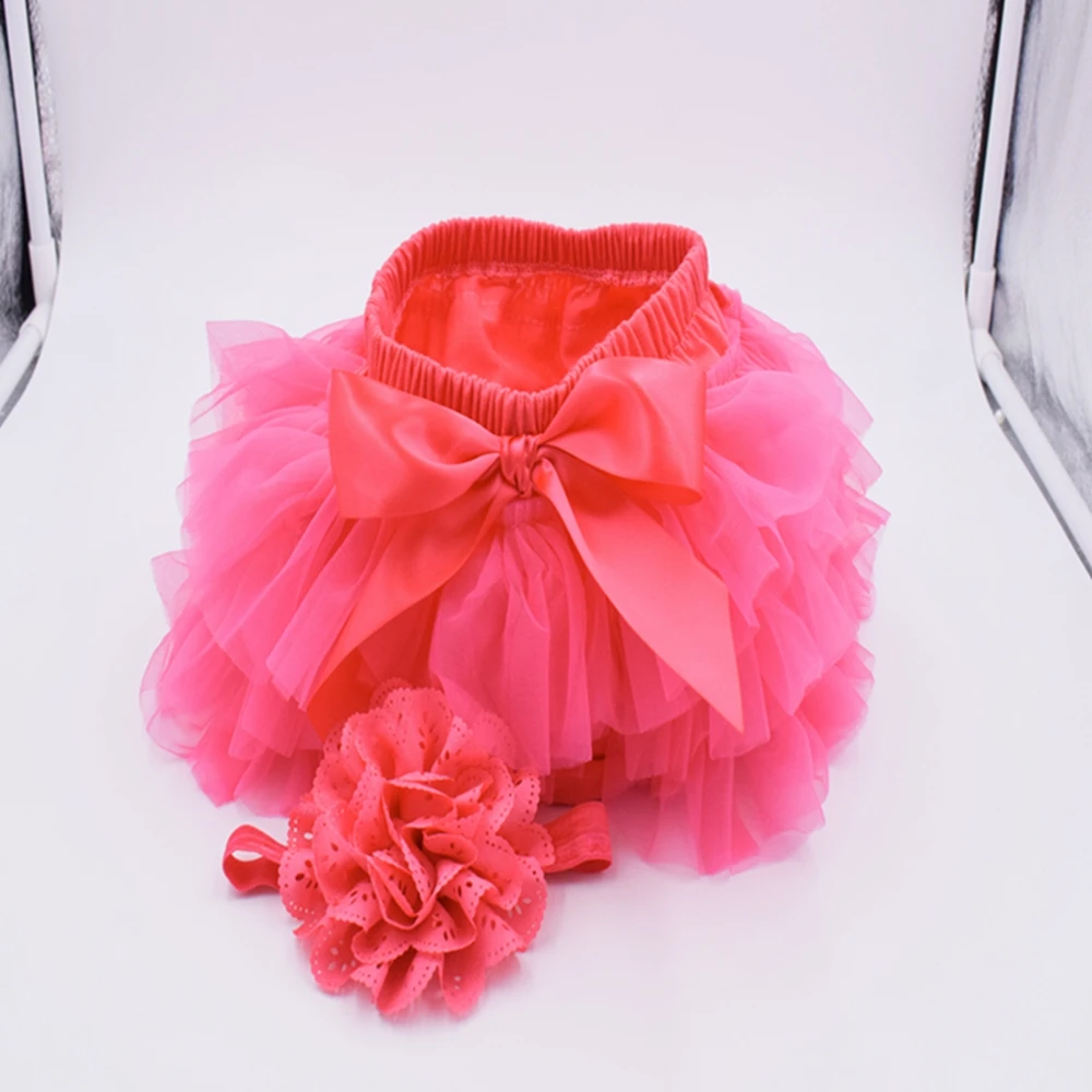 Baby Cotton Chiffon Ruffle Bloomers cute Baby Diaper Cover Newborn Flower Shorts Toddler fashion Summer Satin Pants  headband