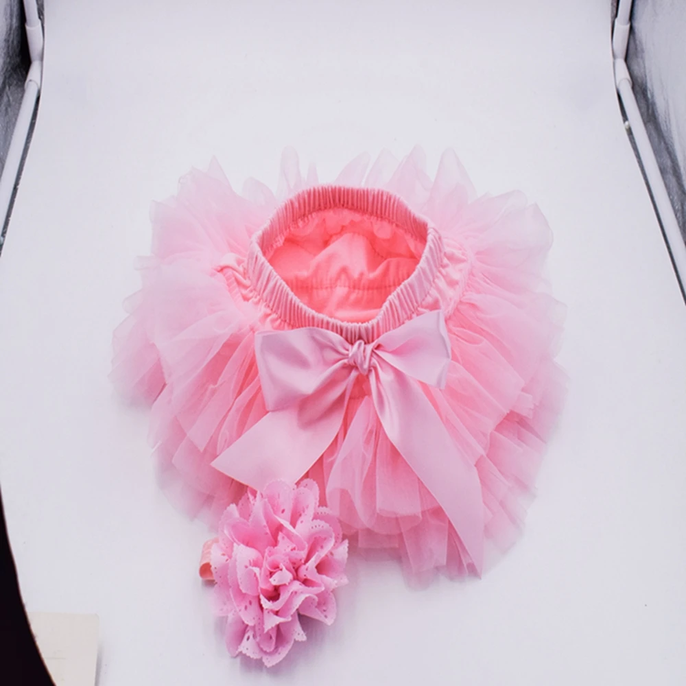 Baby Cotton Chiffon Ruffle Bloomers cute Baby Diaper Cover Newborn Flower Shorts Toddler fashion Summer Satin Pants  headband