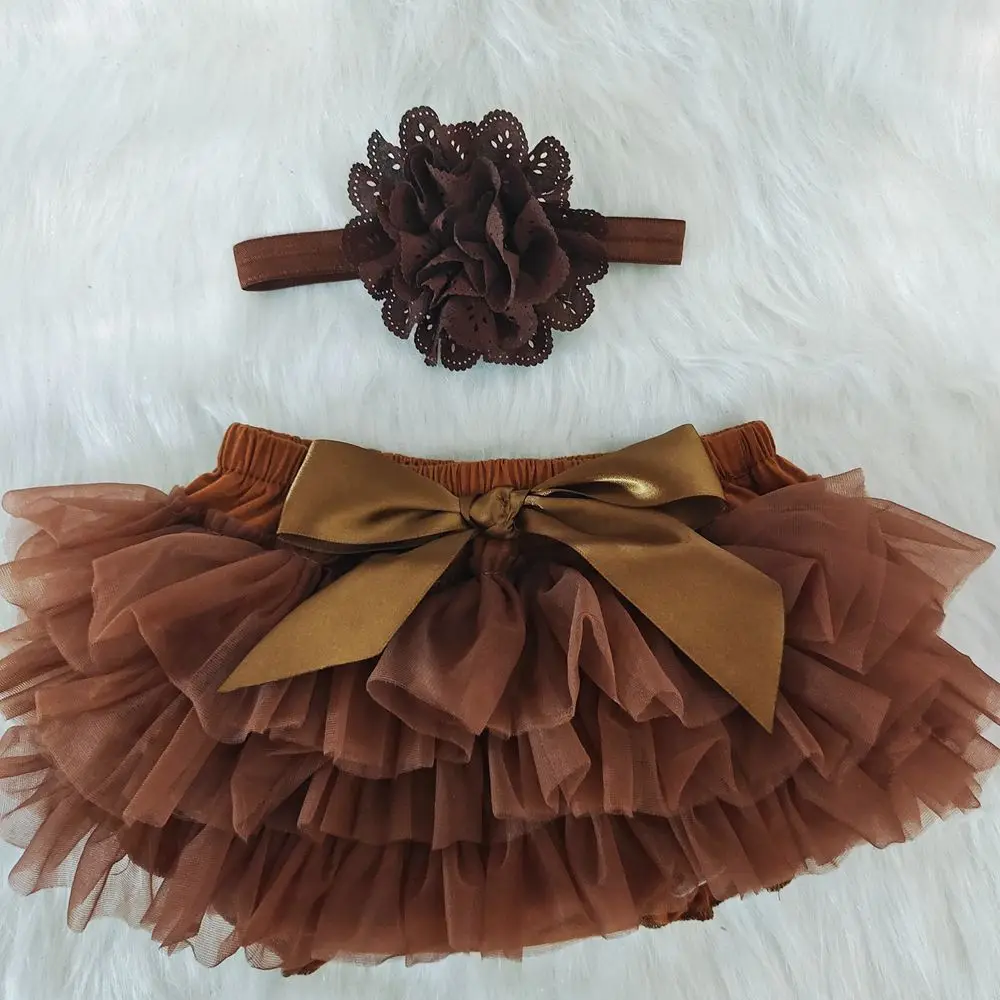 Baby Cotton Chiffon Ruffle Bloomers cute Baby Diaper Cover Newborn Flower Shorts Toddler fashion Summer Satin Pants  headband