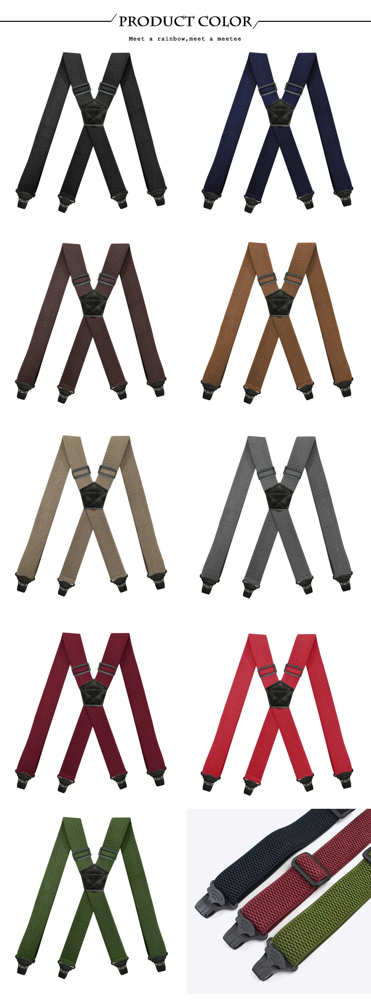 1Pc 3.5*120cm Men's Suspender Adult 4 Clips Mens Suspenders X Type Elastic Adjustable Strap Wide Braces Work Male Jockstrap