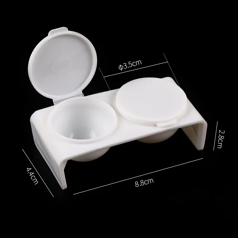 2Pcs White Acrylic Liquid Dappen Dish, Twin Cup Nail Art Pigment Holder for Monomer Nail Brushes Washing Manicure Tool
