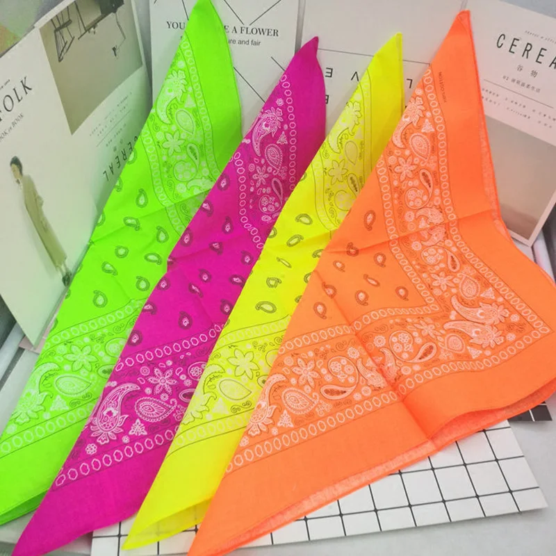 Bright Color Women Foulard Hip Hop Cotton Square Scarf Bandana Headband Scarf Cashew Gifts For Men/Boys/Girls