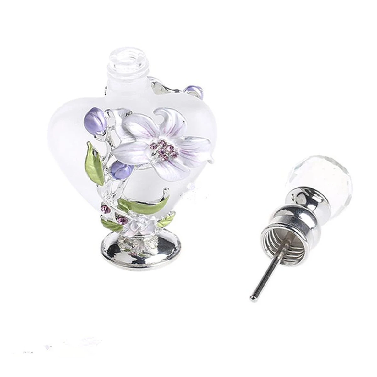 1pc Vintage Perfume Glass Bottle Flower Manual Painting Orchid Pattern Heart Shape 10ml Frosted Matte Tube Empty Refillable Gift