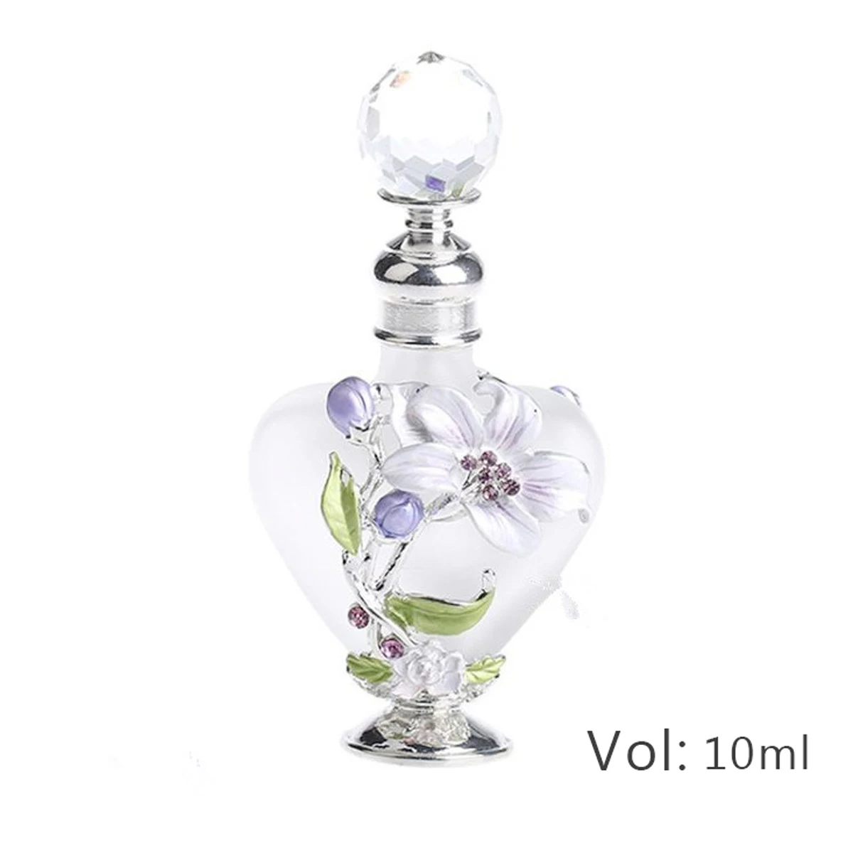 1pc Vintage Perfume Glass Bottle Flower Manual Painting Orchid Pattern Heart Shape 10ml Frosted Matte Tube Empty Refillable Gift