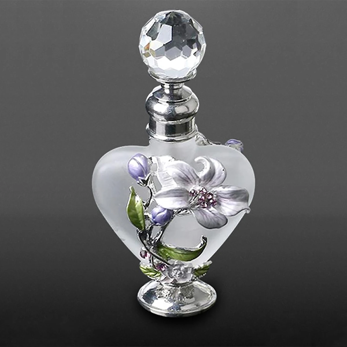1pc Vintage Perfume Glass Bottle Flower Manual Painting Orchid Pattern Heart Shape 10ml Frosted Matte Tube Empty Refillable Gift