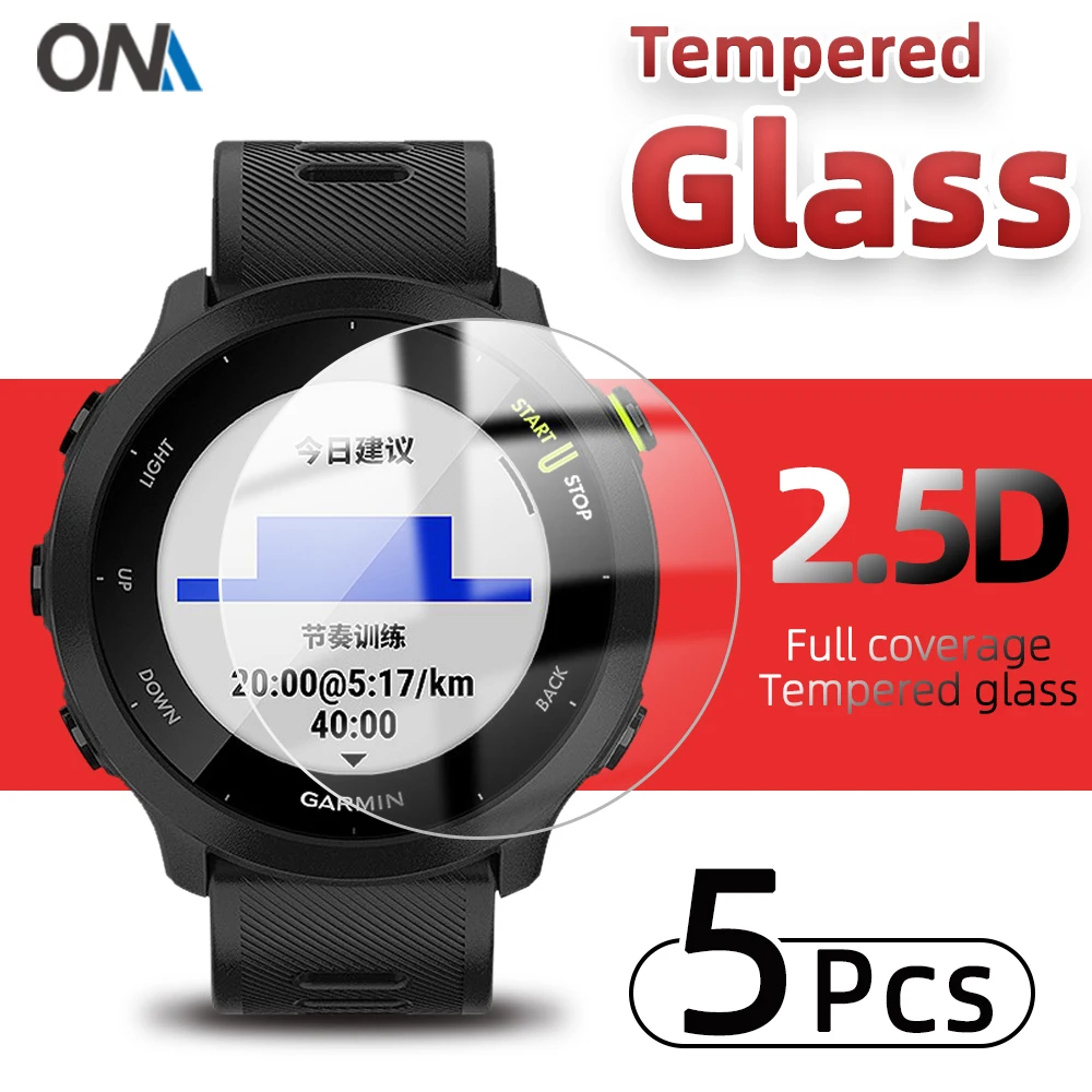 Screen Protector Tempered Glass for Garmin Forerunner 55 - Ultra Hard HD Clear Protective Glass Film Accessories