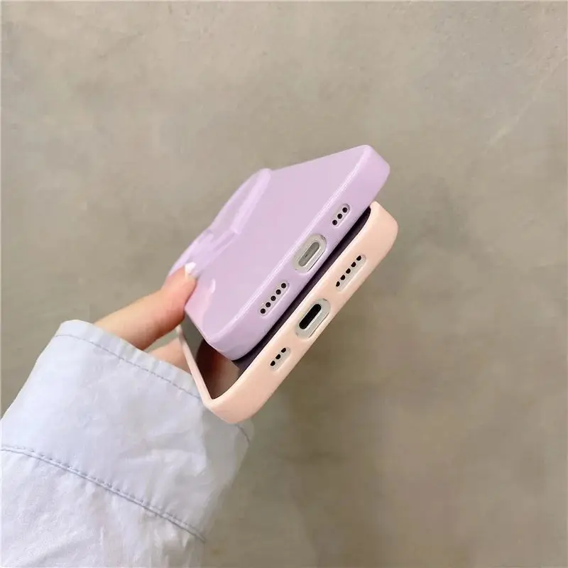 3D Love Heart Cute Phone Case For iPhone Air 14 11 12 13 15 16 17 Pro Max Candy Color Solid Soft Silicone Tpu Back Cover