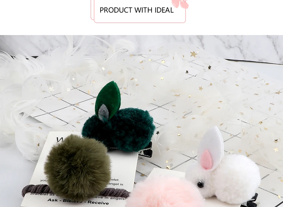 Soft Hairball Hair Bands Accessories Cute Plush Rabbit Elastic Hair Ties Sweet Bunny Hair Clip Headwear Gift For Women Girl Kids