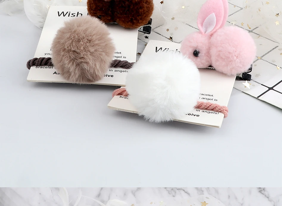 Soft Hairball Hair Bands Accessories Cute Plush Rabbit Elastic Hair Ties Sweet Bunny Hair Clip Headwear Gift For Women Girl Kids