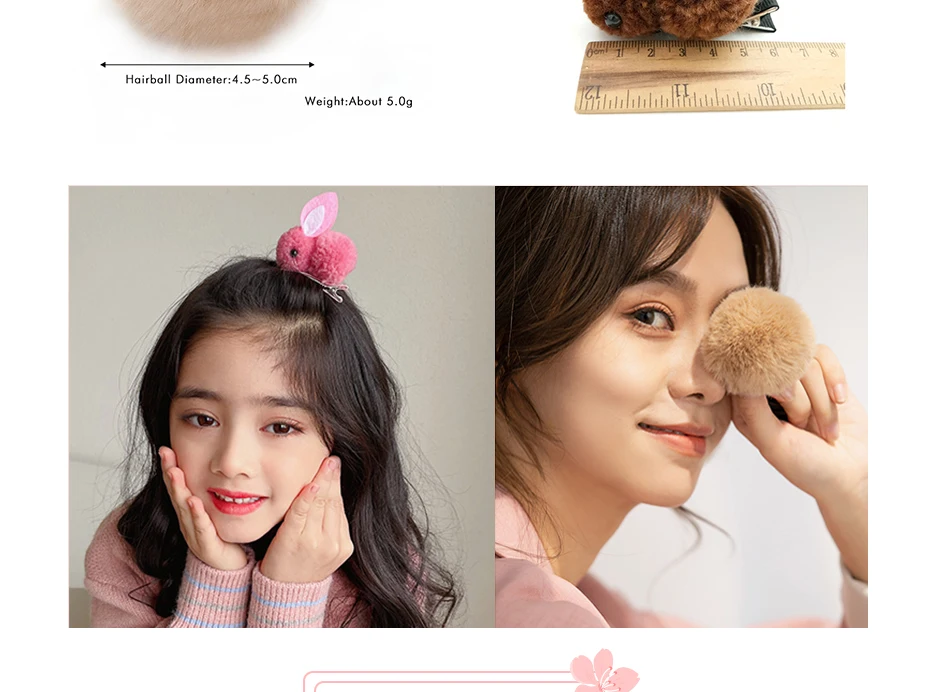 Soft Hairball Hair Bands Accessories Cute Plush Rabbit Elastic Hair Ties Sweet Bunny Hair Clip Headwear Gift For Women Girl Kids