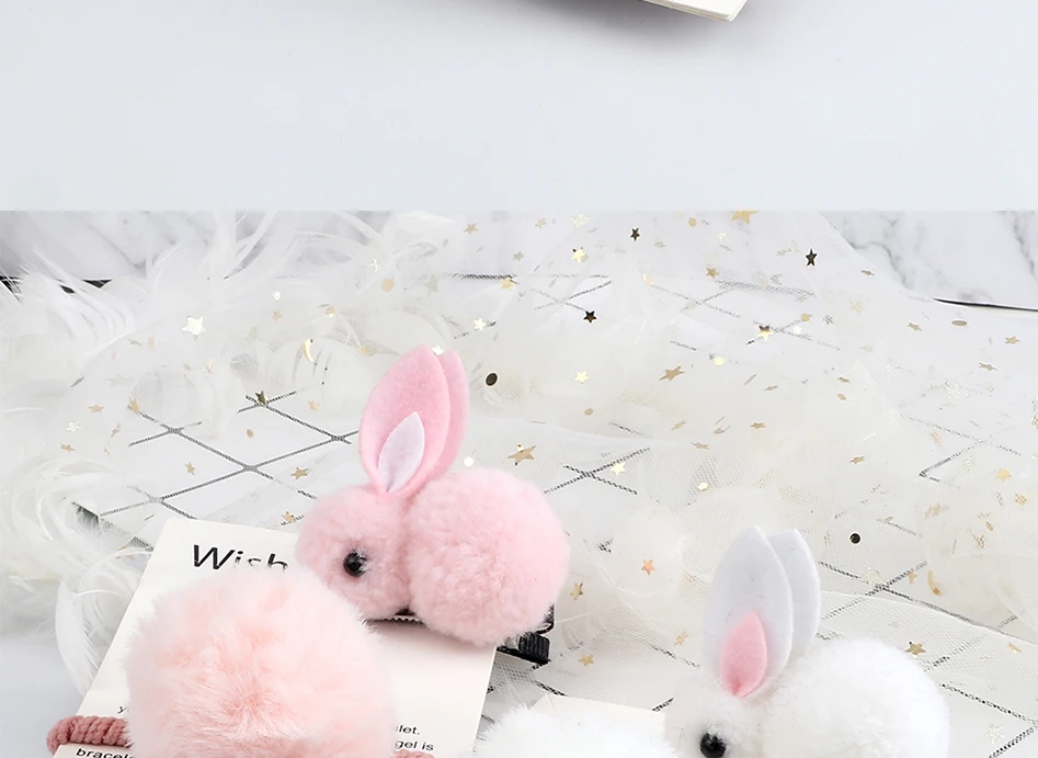 Soft Hairball Hair Bands Accessories Cute Plush Rabbit Elastic Hair Ties Sweet Bunny Hair Clip Headwear Gift For Women Girl Kids