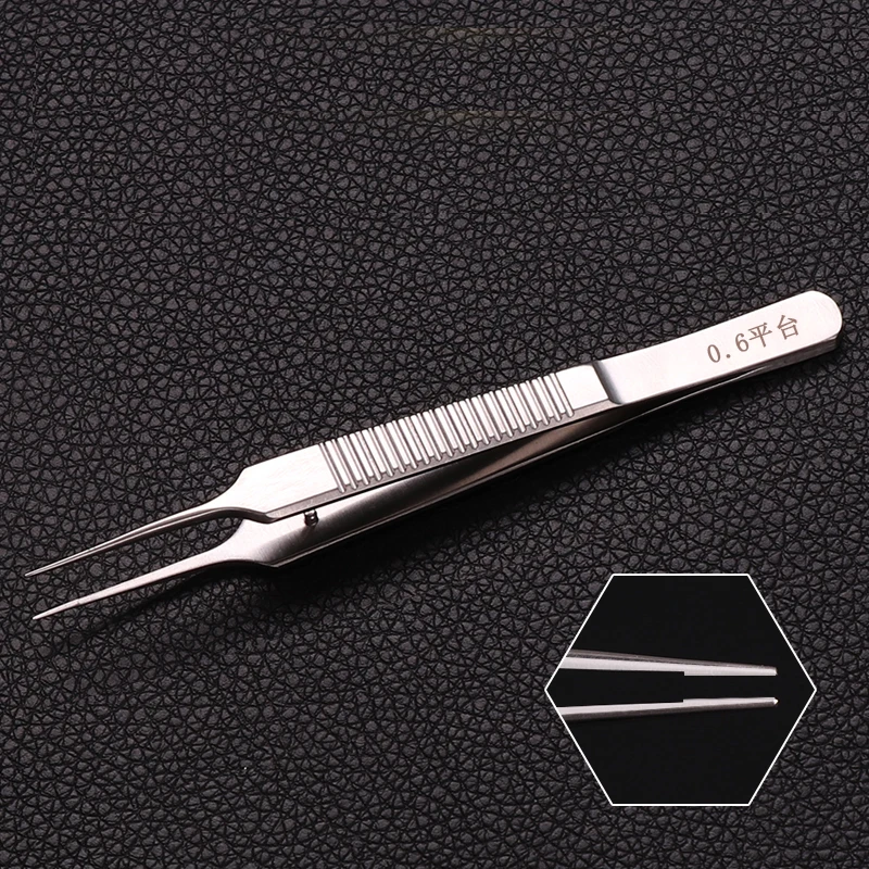 Stainless Steel Tweezers 10 cm Surgical Forceps Dental Insturment with 0.6 0.4 0.8mm teeth