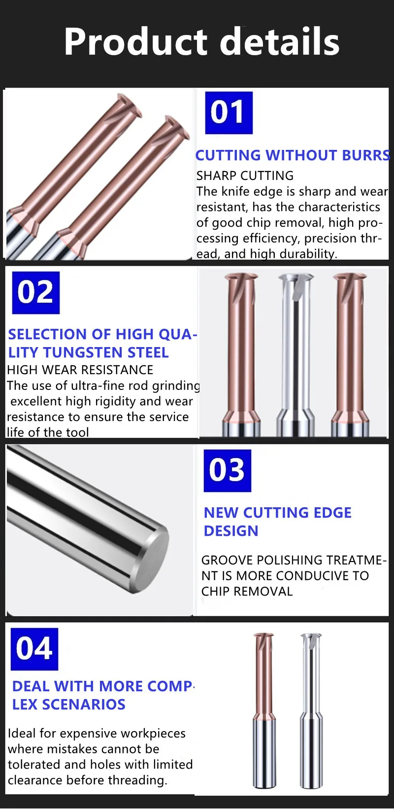 Tungsten Carbide Single Tooth Spiral Milling Cutter Thread Mill Metric Router Bit For Steel Aluminum End Mill CNC Tool 60°