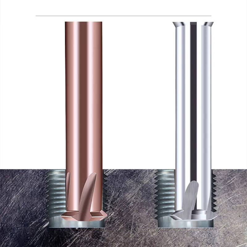 Tungsten Carbide Single Tooth Spiral Milling Cutter Thread Mill Metric Router Bit For Steel Aluminum End Mill CNC Tool 60°