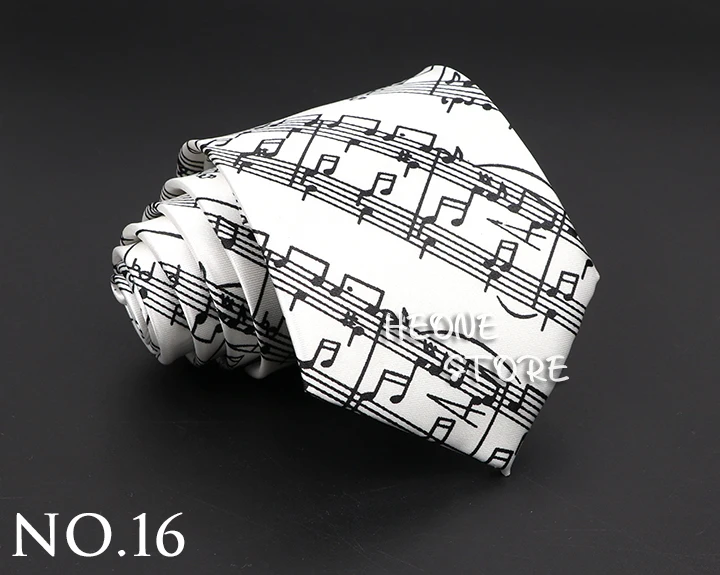 Hot Classic Men's Music Tie Piano Guitar Musical Notes Star Poker Necktie Smooth Soft Black Wihte Novelty Accessories Ties Gift