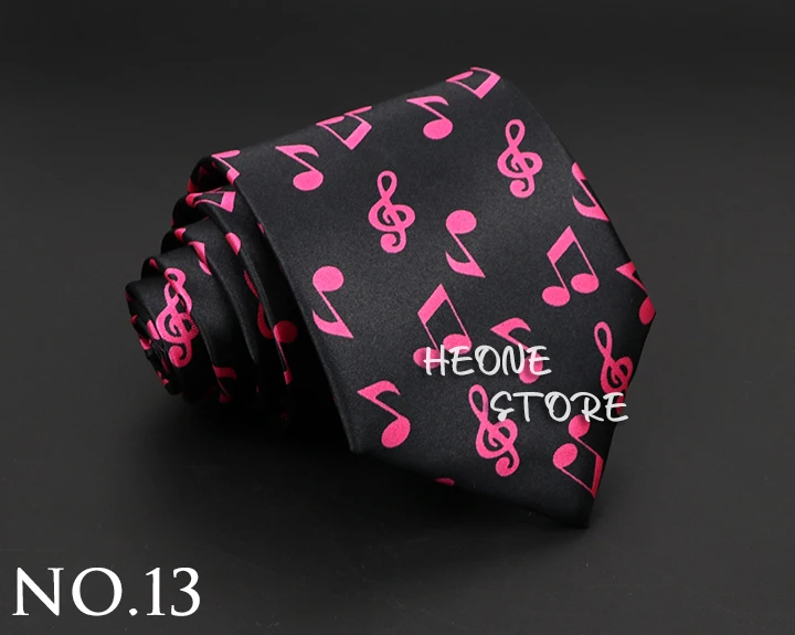 Hot Classic Men's Music Tie Piano Guitar Musical Notes Star Poker Necktie Smooth Soft Black Wihte Novelty Accessories Ties Gift