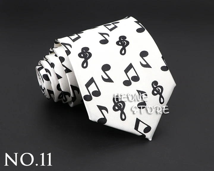 Hot Classic Men's Music Tie Piano Guitar Musical Notes Star Poker Necktie Smooth Soft Black Wihte Novelty Accessories Ties Gift