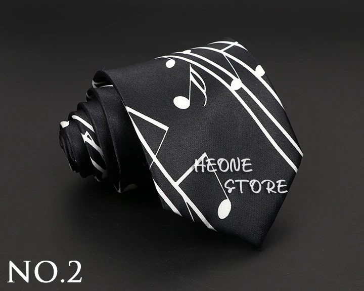 Hot Classic Men's Music Tie Piano Guitar Musical Notes Star Poker Necktie Smooth Soft Black Wihte Novelty Accessories Ties Gift
