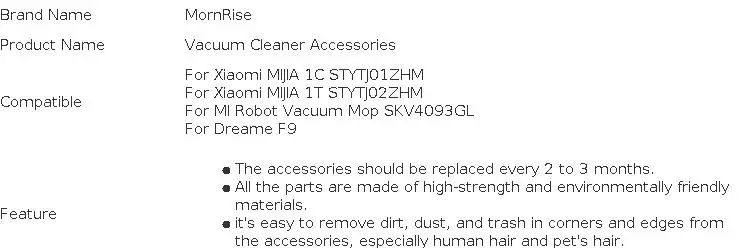 Spare Parts For Xiaomi MI Robot Vacuum-Mop / MIJIA 1C iT STYTJ01ZHM Accessories Replacement Kit Main Brush Filter Mop Cloth