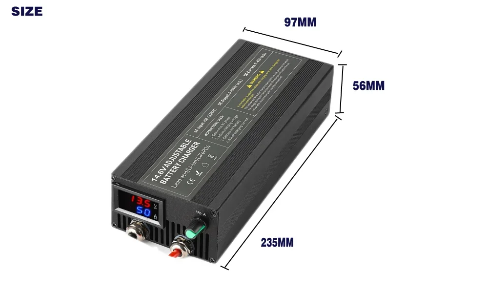 14.6V 80A 50A Battery Charger Lifepo4 Charger Current and Fixed Voltage 100V 240V Power Adapter with Display 40A 30A 20A
