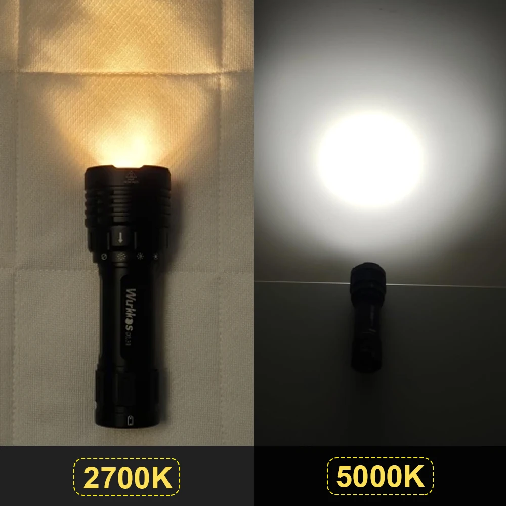 Wurkkos DL30 Diving Flashlight 3600 Lm IPX8 Waterproof 21700 Rechargeable Dive Light Features 3 Modes Suitable for Spearfishing