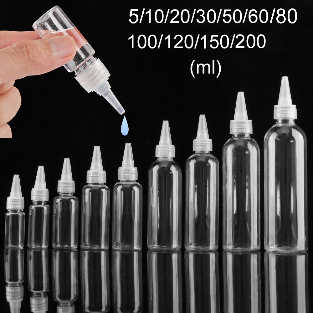 10-200ml Empty Dropper Bottle Transparent Plastic Refillable Nozzle Dropper with Cap Small Extrusion Bottle Portable Packing