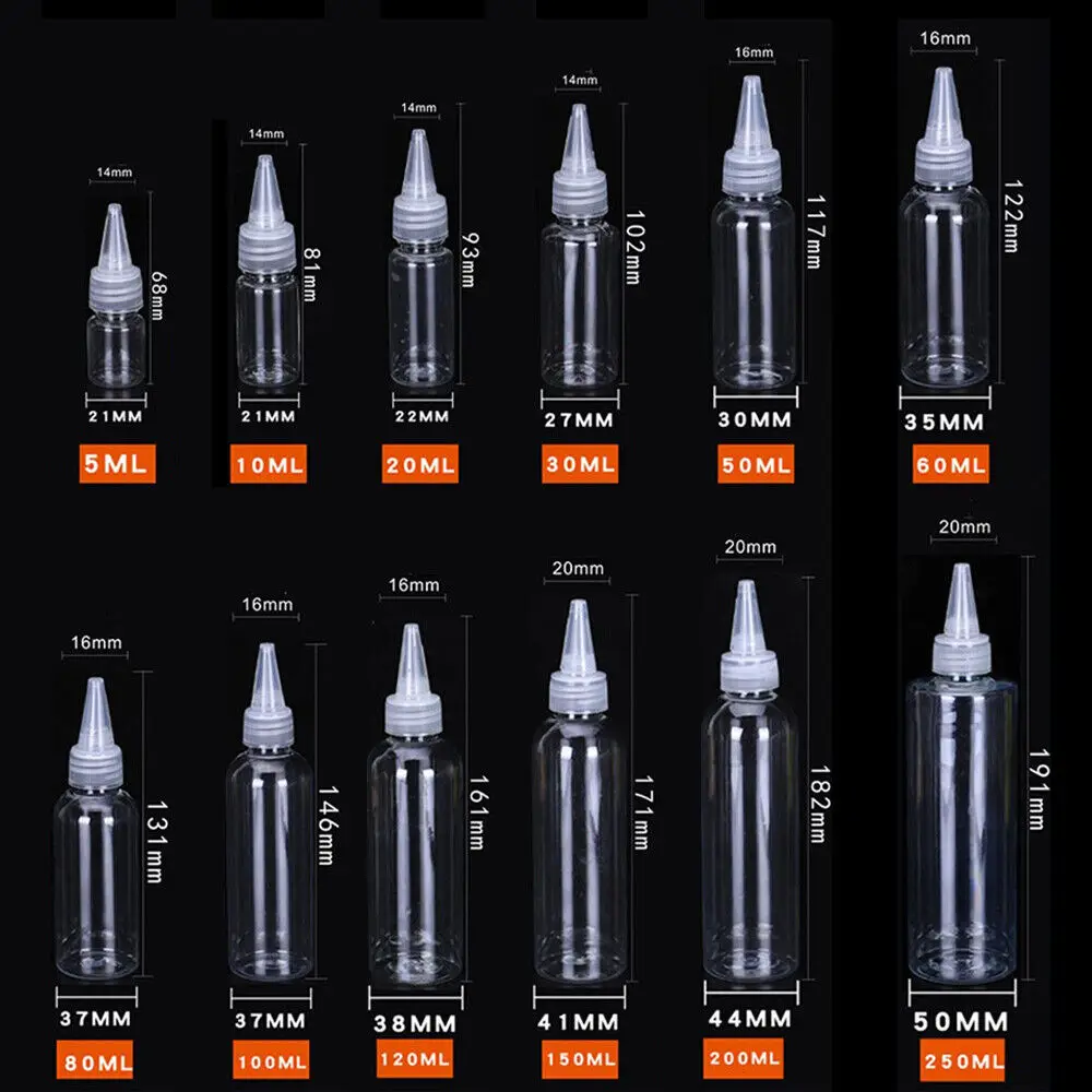 10-200ml Empty Dropper Bottle Transparent Plastic Refillable Nozzle Dropper with Cap Small Extrusion Bottle Portable Packing