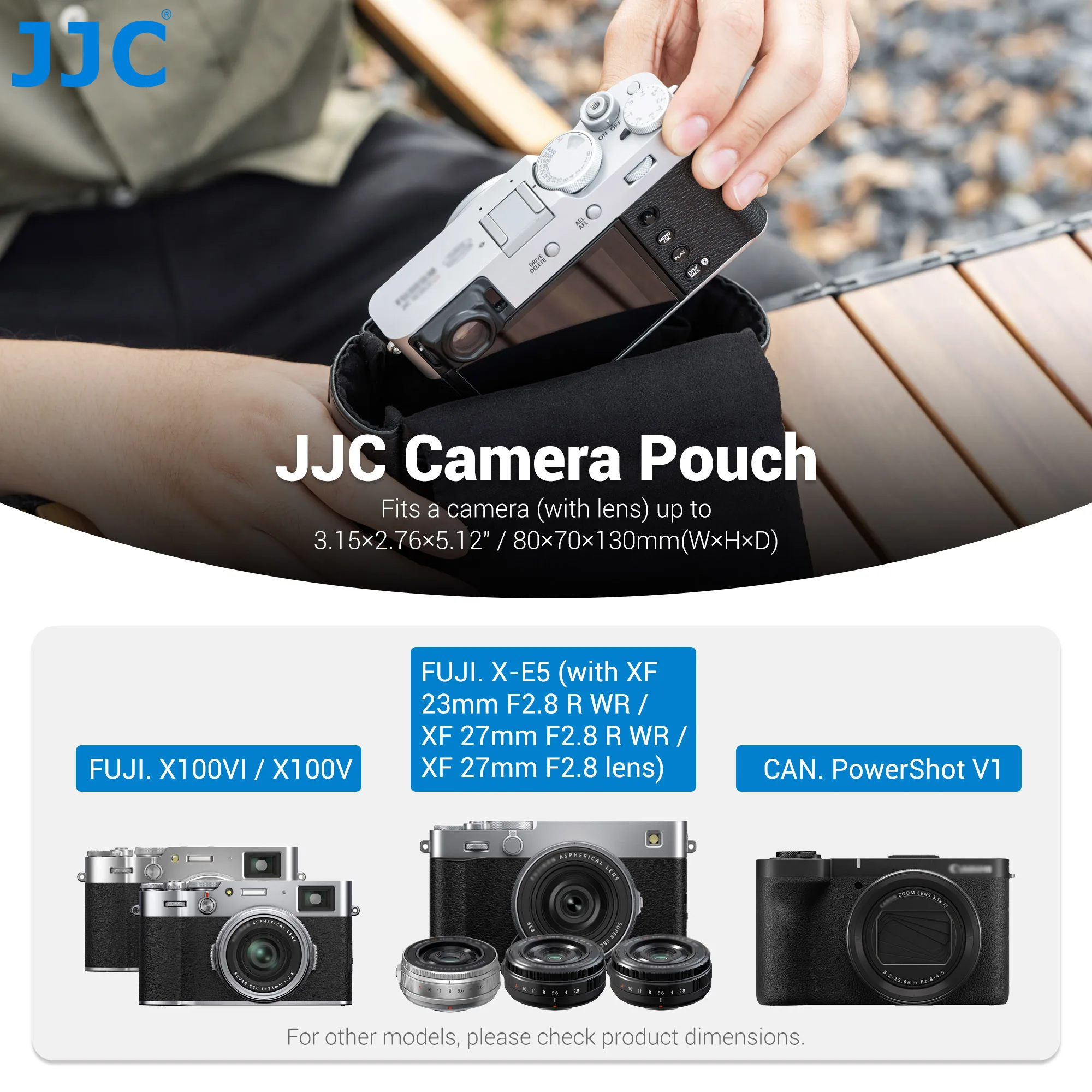 JJC X-E5 Case Compact Camera Pouch for Fuji Fujifilm X-E5 XE5 X100VI X100V Accessories for Canon PowerShot V1 Protective Case