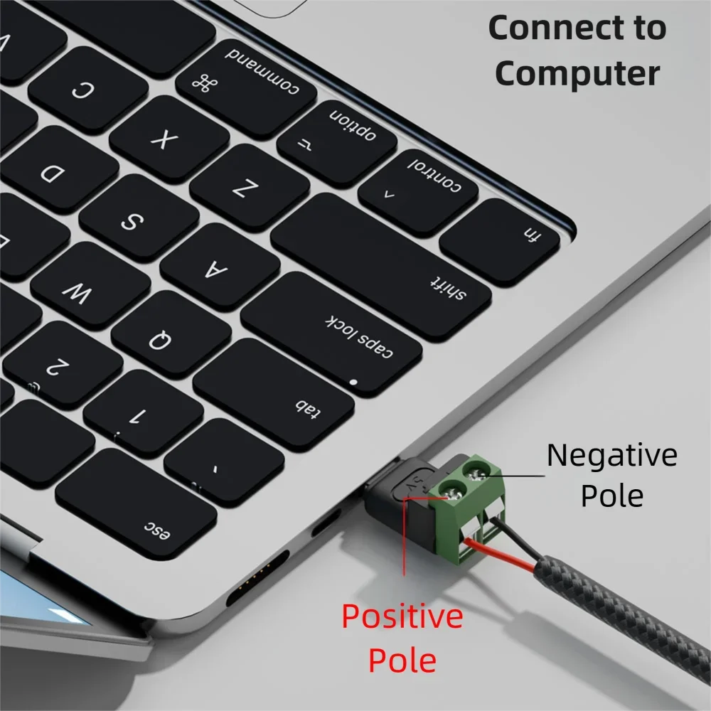 1-4Pcs Solderless Plug USB C to 2Pin Terminal Adapter Screw 5V Crimp Terminal Block Green Type-C to 2 Pin Charging Connector